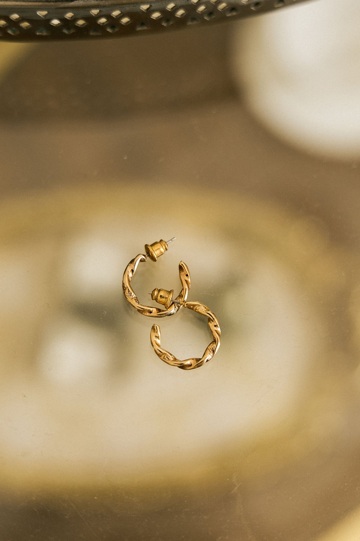 Vintage twisted gold hoop earrings — Velvet Season Atelier jewelry collection