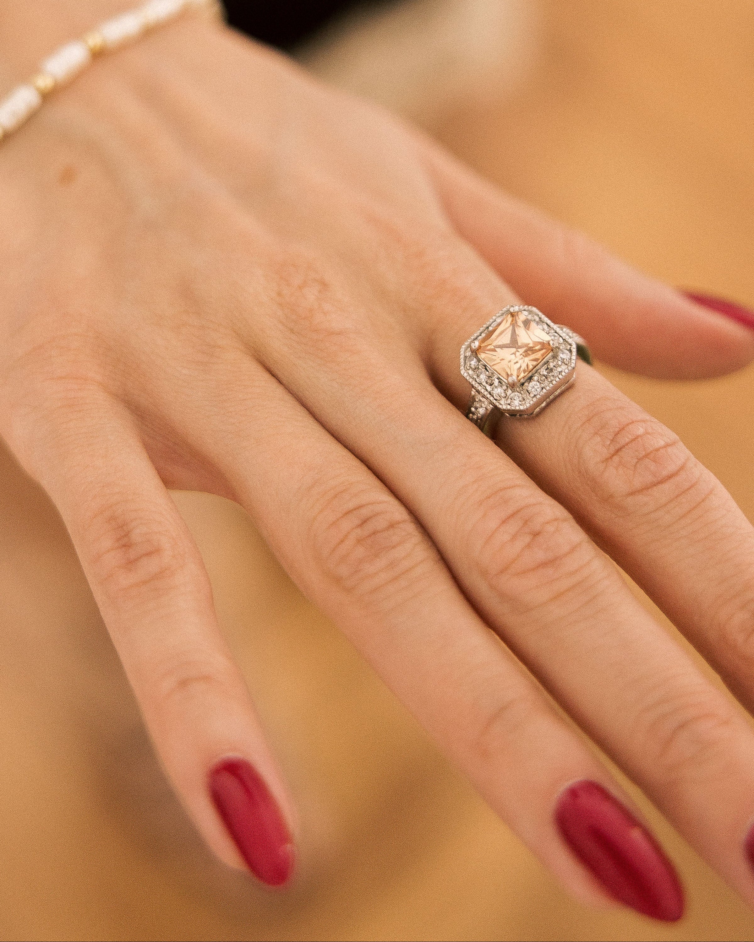 Vintage Silver Champagne Statement Ring on Diptyque perfume bottle
